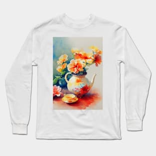 Watercolor teapot Long Sleeve T-Shirt